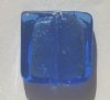 1 25x25x7mm Sapphire with Foil Lampwork Flat Square
